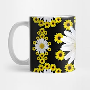 Daisies Blossom and Blooming Sunflowers Floral Pattern Mug